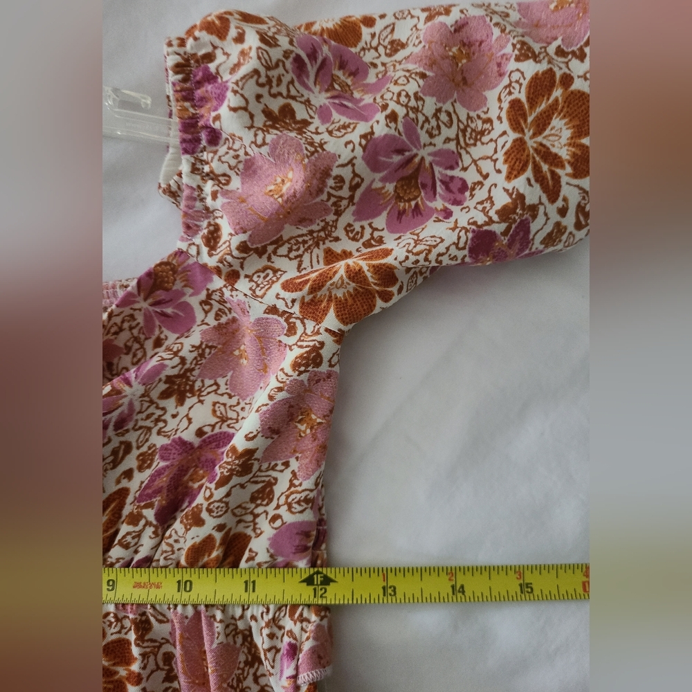 Altar'D State Floral Midi Dress Square Neck Knot Back Ruffle Hem Sz XS NWT - Picture 15 of 15